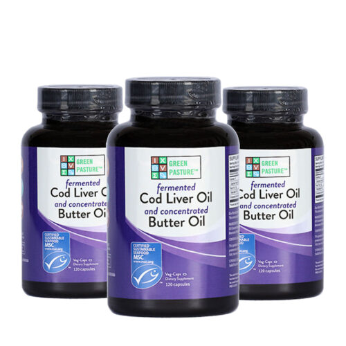 Fermented Cod Liver Oil & Concentrated Butter Oil (Levertraan/Boterolie) – 3×120 capsules – Aanbieding