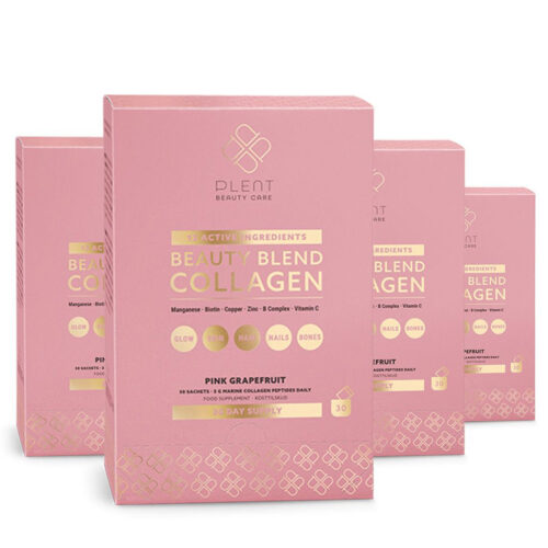 Beauty Blend Collageen Poeder – Pink Grapefruit – 4×30 sachets – 3+1 Gratis Aanbieding