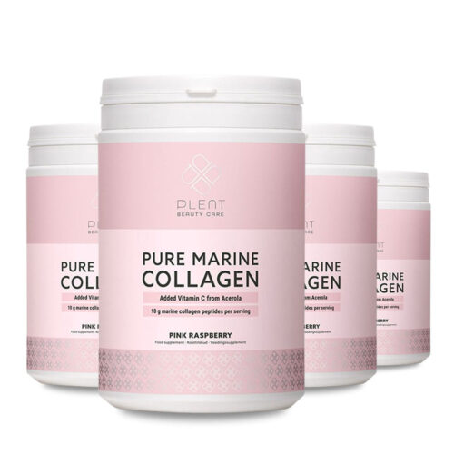 Pure Marine Collageen Poeder – Pink Raspberry – 4×300 g – 3+1 Gratis Aanbieding