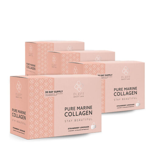 Pure Marine Collageen Poeder – Strawberry Lemonade – 4×30 sachets – 3+1 Gratis Aanbieding