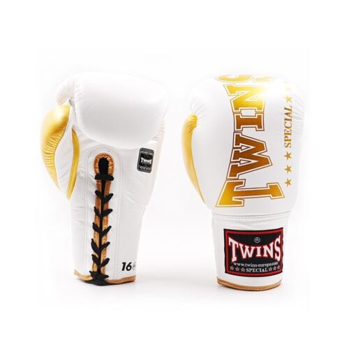 Twins Special BGLL8 bokshandschoenen wit goud met veters