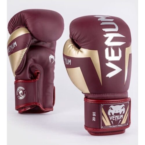 Venum Elite bokshandschoenen bordeaux goud