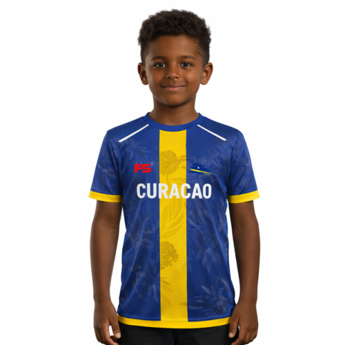 Fightsense Curaçao Performance Kids T-shirt blauw geel