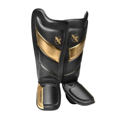 Hayabusa T3 kickboks scheenbeschermers zwart goud
