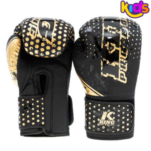 King Pro Boxing Hexagon 2 bokshandschoenen zwart goud
