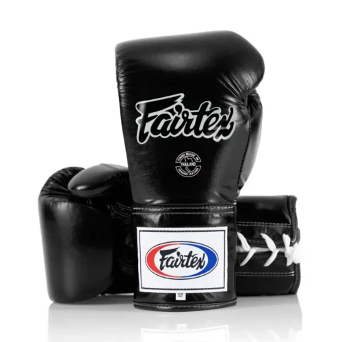 Fairtex BGL6 leren bokshandschoenen met veters zwart