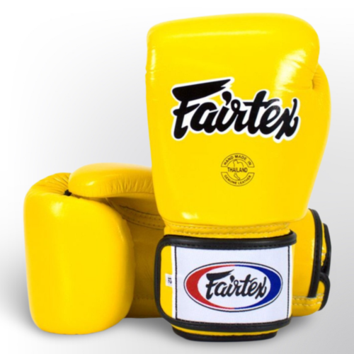 Fairtex BGV1 leren bokshandschoenen geel