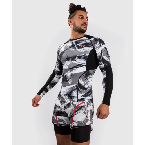 Venum Electron 3.0 rashguard lange mouw grijs rood