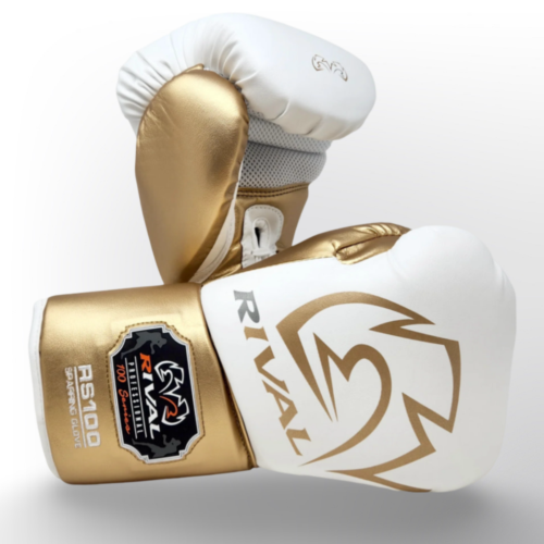 Rival RS100 sparringhandschoenen wit goud