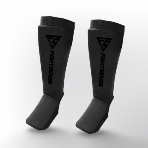 Fightsense katoenen instep scheenkousen zwart