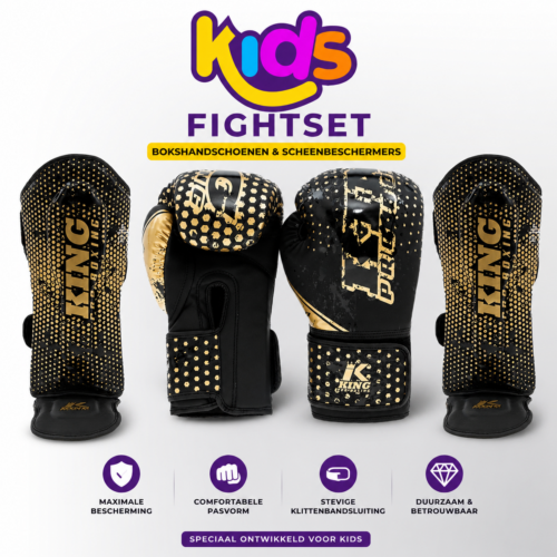 King Pro Boxing Hexagon fightset kinderen zwart goud