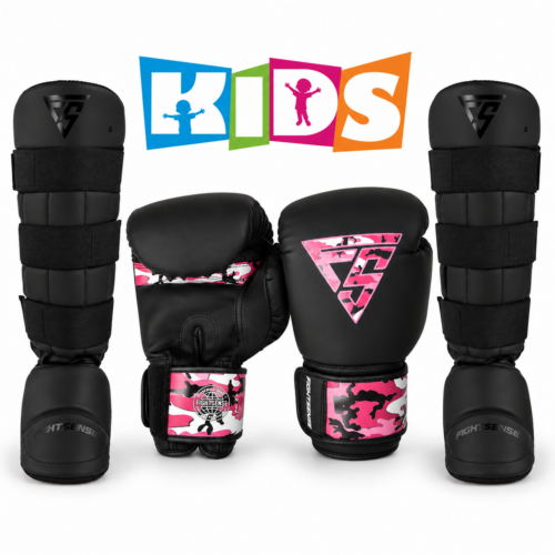 Fightsense Kids kickboksset Camo roze