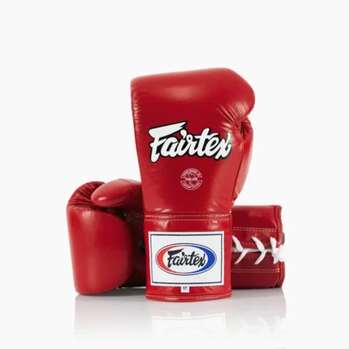 Fairtex BGL6 leren bokshandschoenen met veters rood